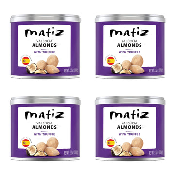 Matiz Valenica Almonds with Truffle | Spanish | Natural | Artisonal | 4 x 100g | (4 Pack - 400g, Valencia Truffle)
