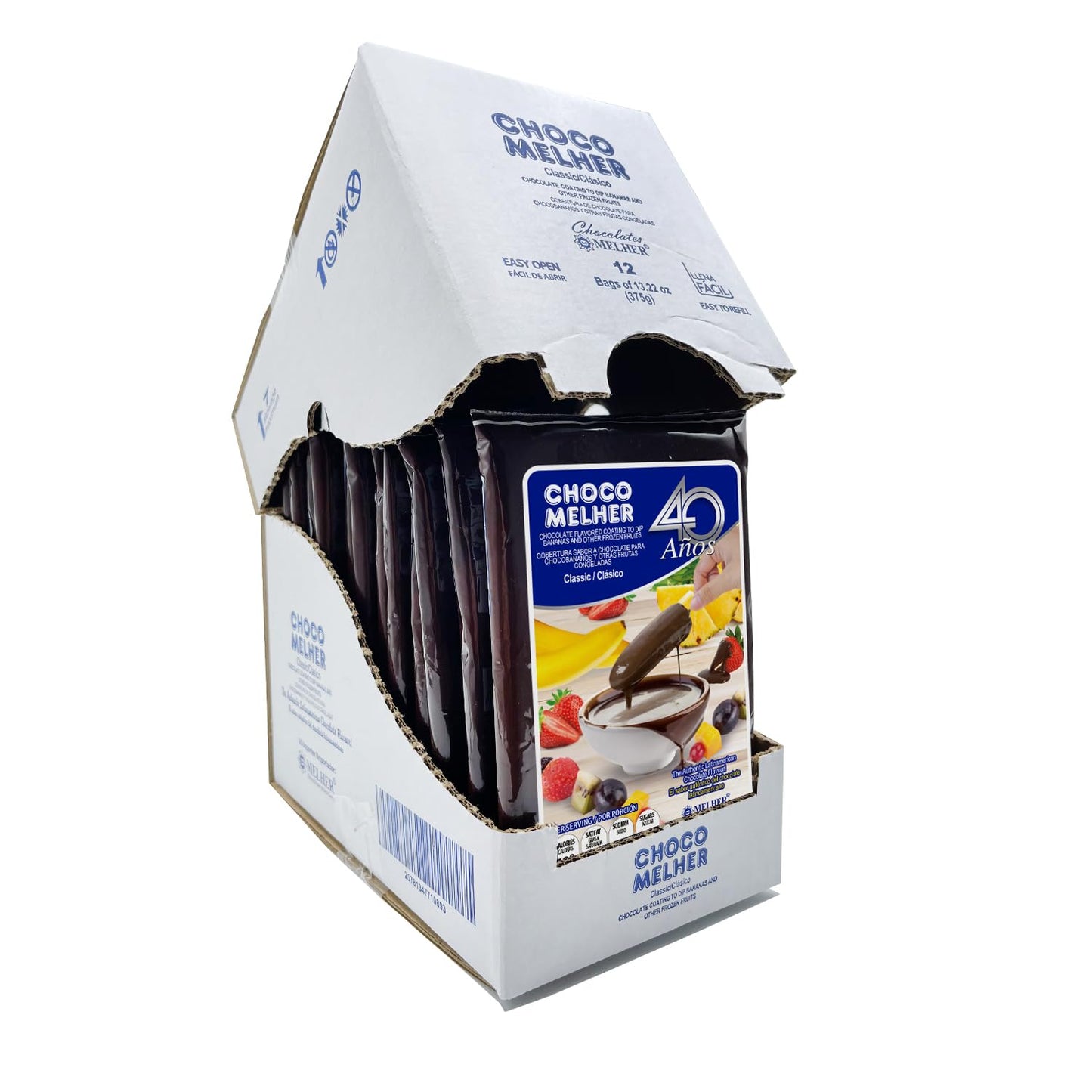 CHOCOMELHER Clasico - 12 Pack Milk Chocolate Flavored Coating for Chocobananos - Best to Cover Frozen Bananas & Strawberries - T