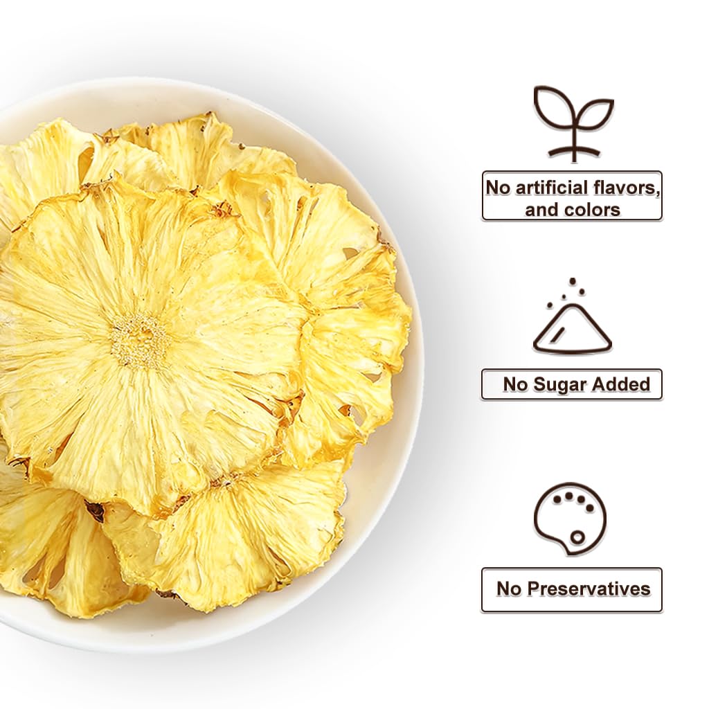 Fraunitsh Dried Pineapple Slices 3.17Oz/ 90G, Dehydrated Pineapple Slices, Dry Pineapple Slices Flowers For Cocktails Drinks Bak