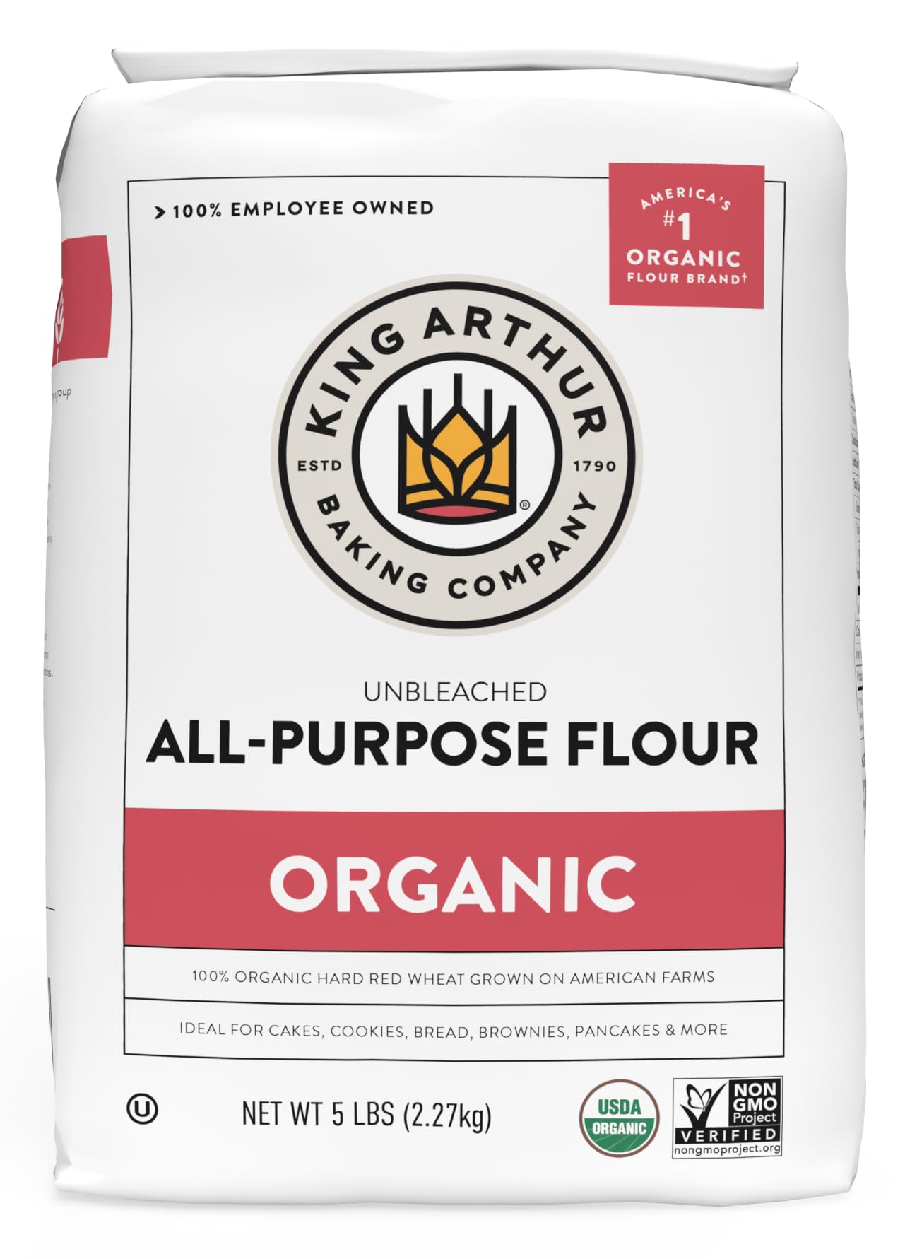 King Arthur Organic All Purpose Artisan Flour - Premium Unbleached Wheat for Baking Bread, Pizza, Cookies & More - 5 lbs Bulk Pa