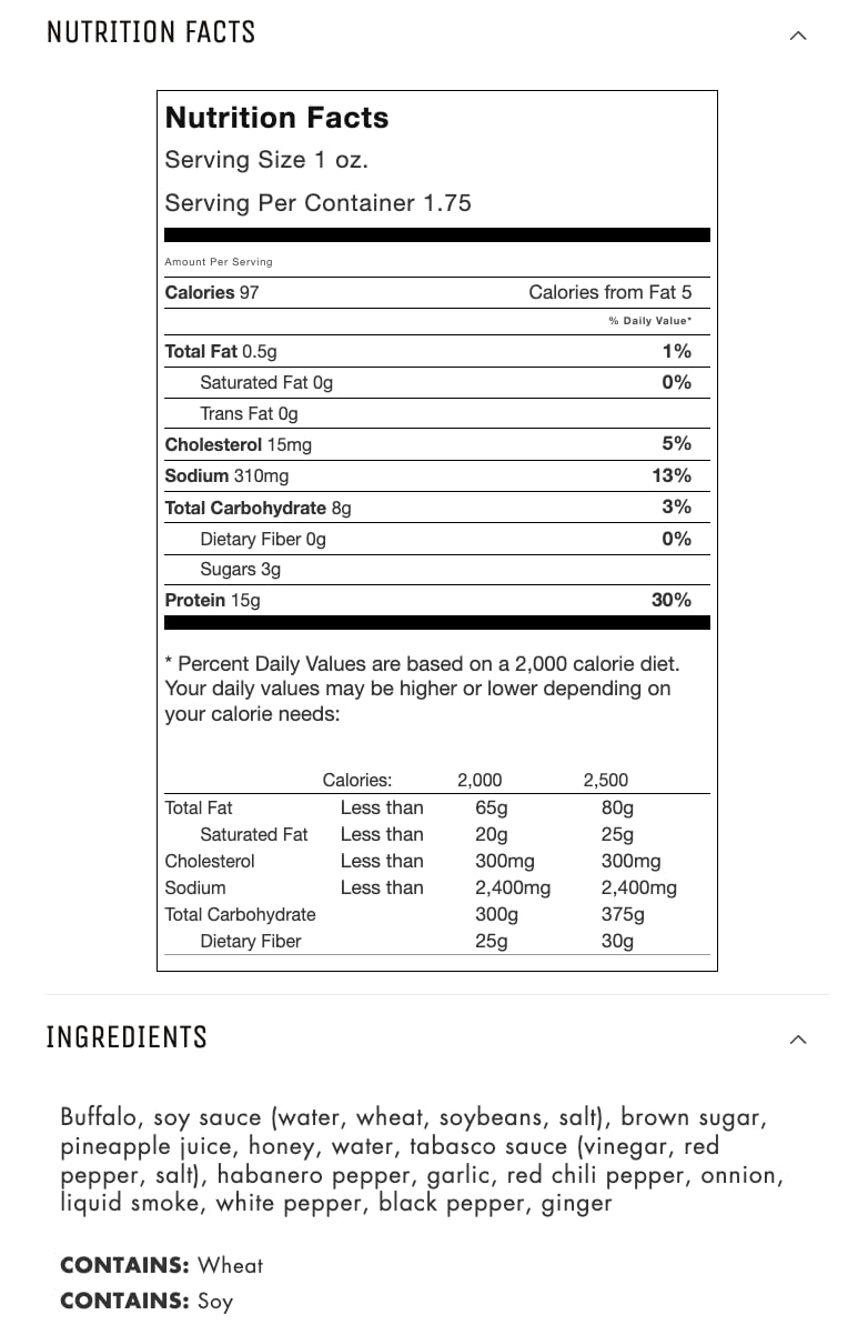 Jerky.com Exotic Hot Buffalo Jerky - High-Protein, All-Natural Snack - 1.75 oz (Pack of 1)