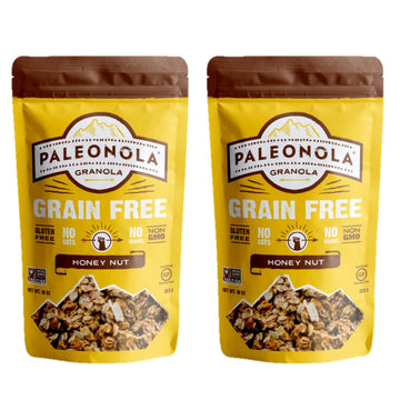 Paleonola - Grain Free Granola Honey Nut Flavor 2-Pack - Non-GMO, Grain, Soy, Gluten, Dairy Free - Low Carb Protein Snack For A 