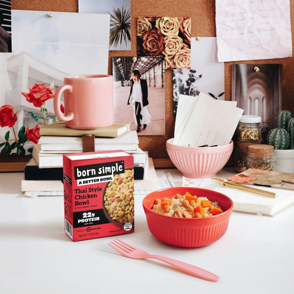 Born Simple Ready to Eat Meals  Variety Pack |Includes Chipotle  Teriyaki  Thai Chicken & Ultimate Mac and Cheese|IMPROVED RECIPE - High Protein  Prepared Meal  Microwavable Entree  11 oz (Pack of 4)