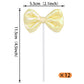 YCTHUNFISH 12 Pack Pink Bow Cupcake Toppers - Paper Bowknot Decorations for Wedding, Bridal Shower, Birthday Party - Yellow