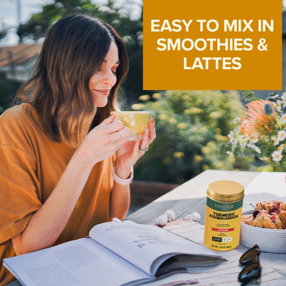 Vahdam, Turmeric Ashwagandha - Ashwagandha With Turmeric, Ginger & Black Pepper | Non-Gmo & Gluten Free | Herbal Nutrition Product - 40 Servings