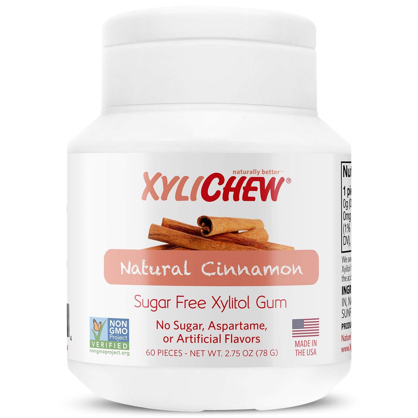 Xylichew 100% Xylitol Chewing Gum - Non GMO, Non Aspartame, Gluten Free, and Sugar Free Gum - Natural Oral Care, Relieves Bad Br