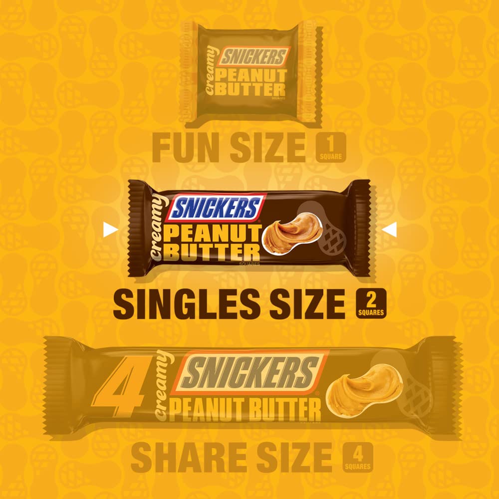 Snickers Creamy Peanut Butter Candy Bars, 1.4 Ounce - Pack of 24 - Delicious Treats for Snacking