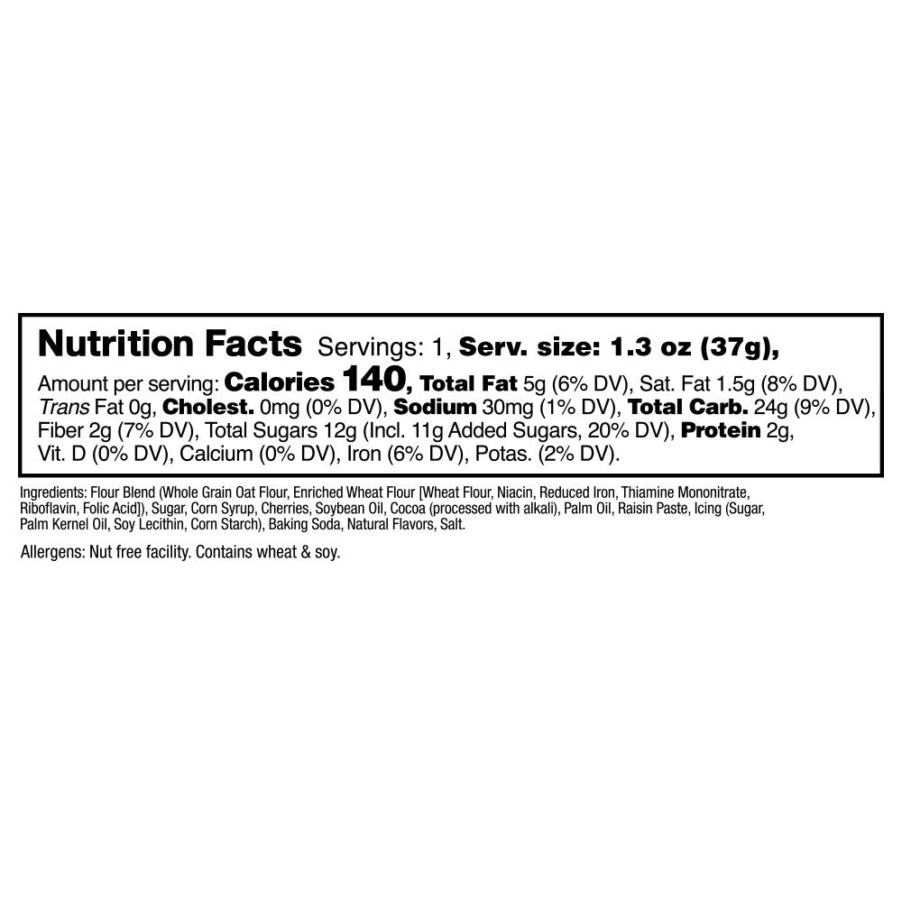 Zee Zees Cocoa Cherry Soft Baked Snack Bars, 1.3 oz, 30 pack, Nut Free, Whole Grain, Safe for School, On-The-Go, Kosher, Allergy