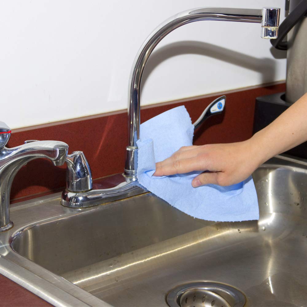Taskbrand N-V040Cgb Blue V40 Value Series Center Pull Wiper Sheets, All-Purpose Disposable Cleaning Towels, 10 X 12 Inches, Blue