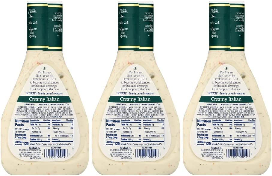 Ken'S Steak House Creamy Italian Dressing, 16 Fl Oz (Pack Of 3)