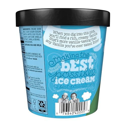 Ben & Jerrys Vanilla Ice Cream Pint Non-GMO 16 oz