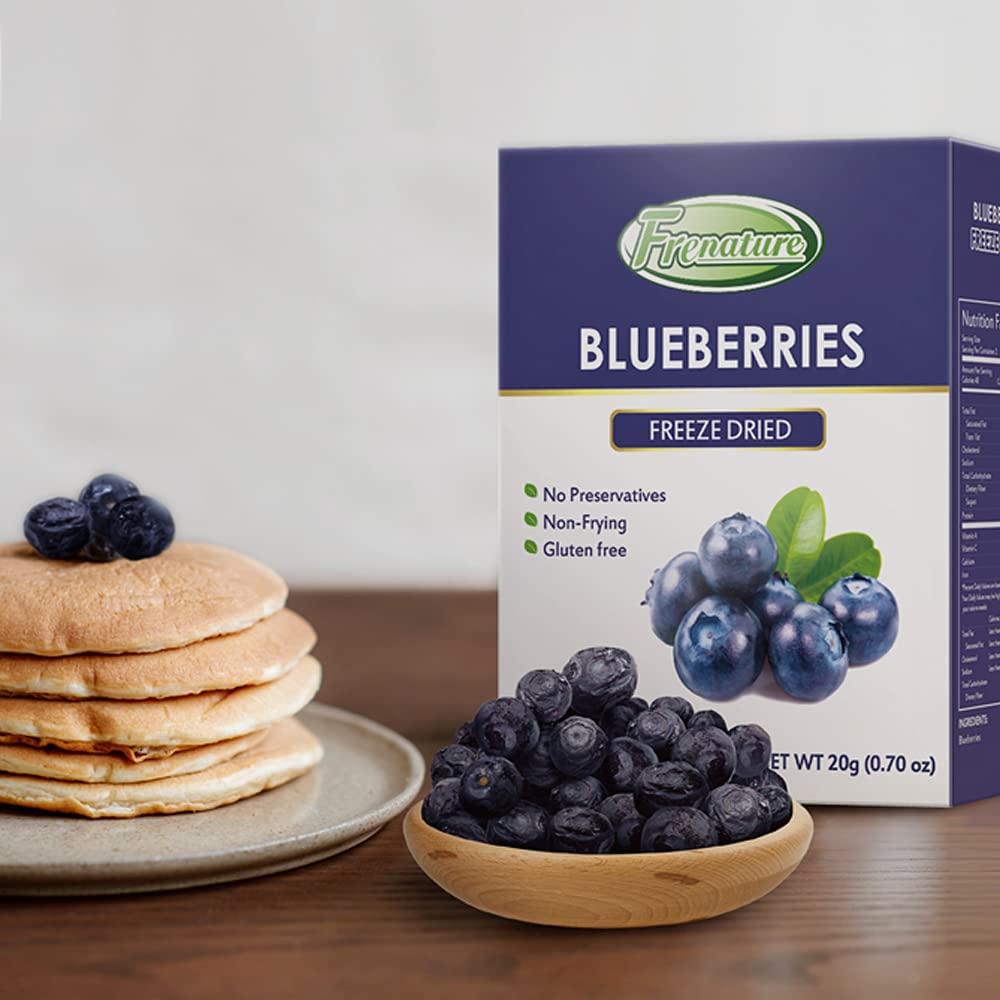 Frenature Freeze Dried Blueberry, Canada Top Grade Dried Blueberries No Sugar Added, 100% Natural Freeze Dried Fruit, Healthy Sn