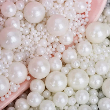 White Edible Pearl Sugar Sprinkles Candy 4.2oz Baking Edible Cake Decorations Wedding Cupcake Toppers Cookie Decorating Ice Crea