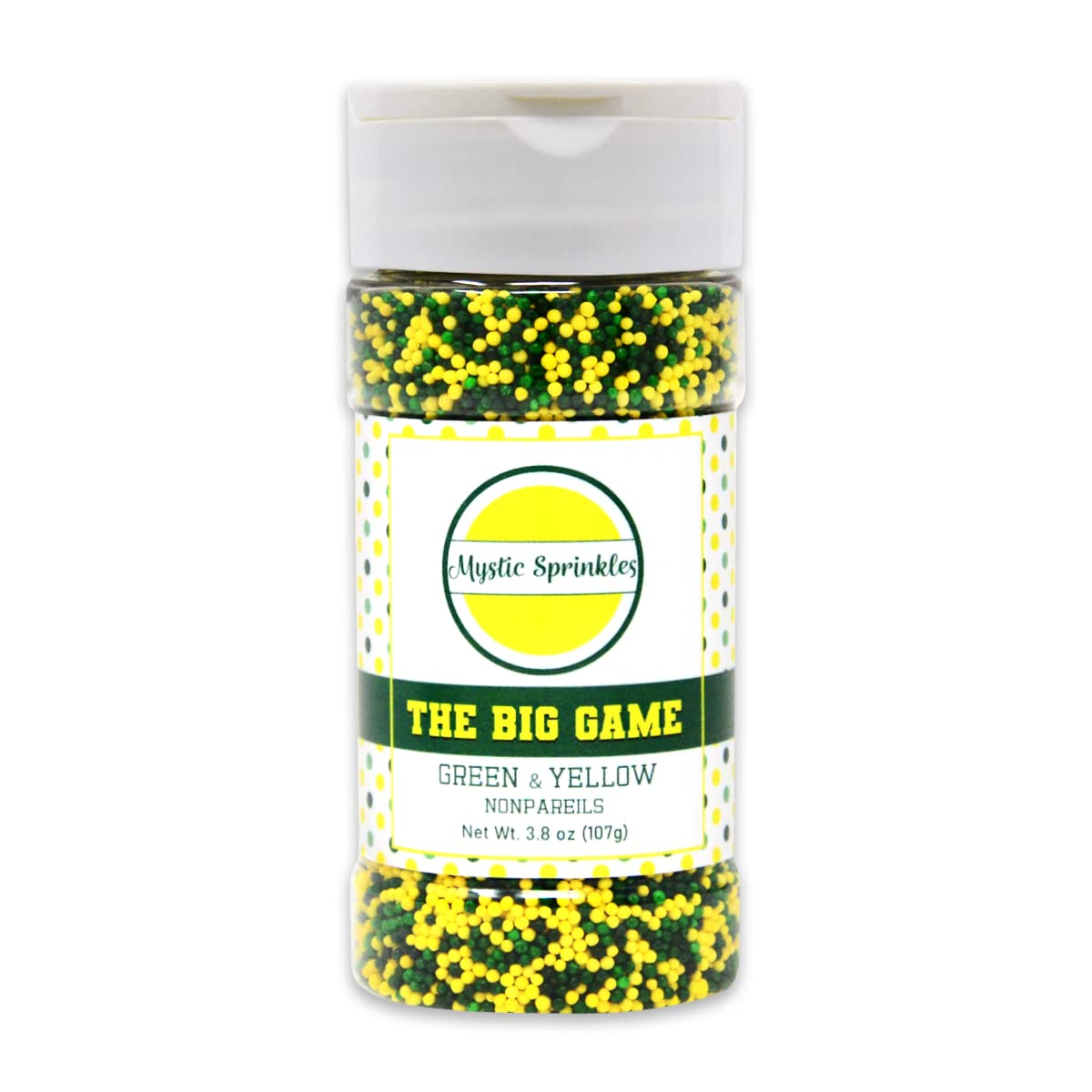 Mystic Sprinkles The Big Game Nonpareil Mix 3.8Oz Bottles (Green & Yellow)
