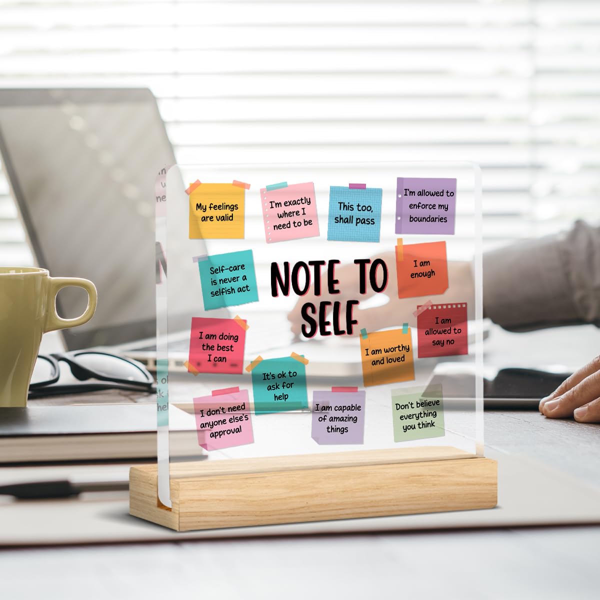 Note To Self Motivational Decor, Therapy Mental Health Gifts Therapist Office Gift For Women Men School Psychologist Counselor F