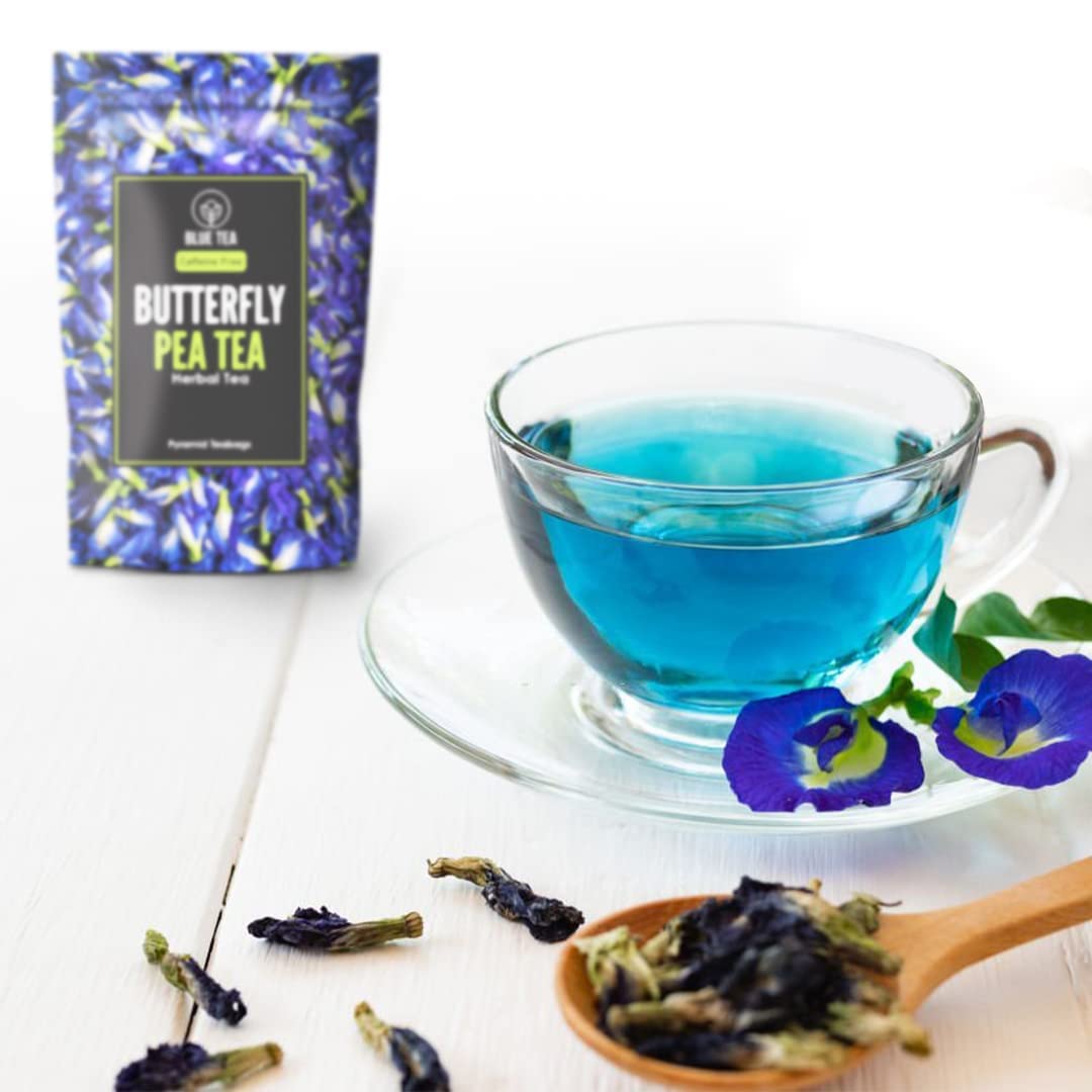 BLUE TEA - Butterfly Pea Flower Tea - 100 Count - Pyramid Plant Based Tea Bag | Black Deals Friday 2025 | ANTIOXIDANT RICH | Tea Gift - Herbal Tea - Flower Based - Caffeine Free - Non-Bitter | Zipper Pack