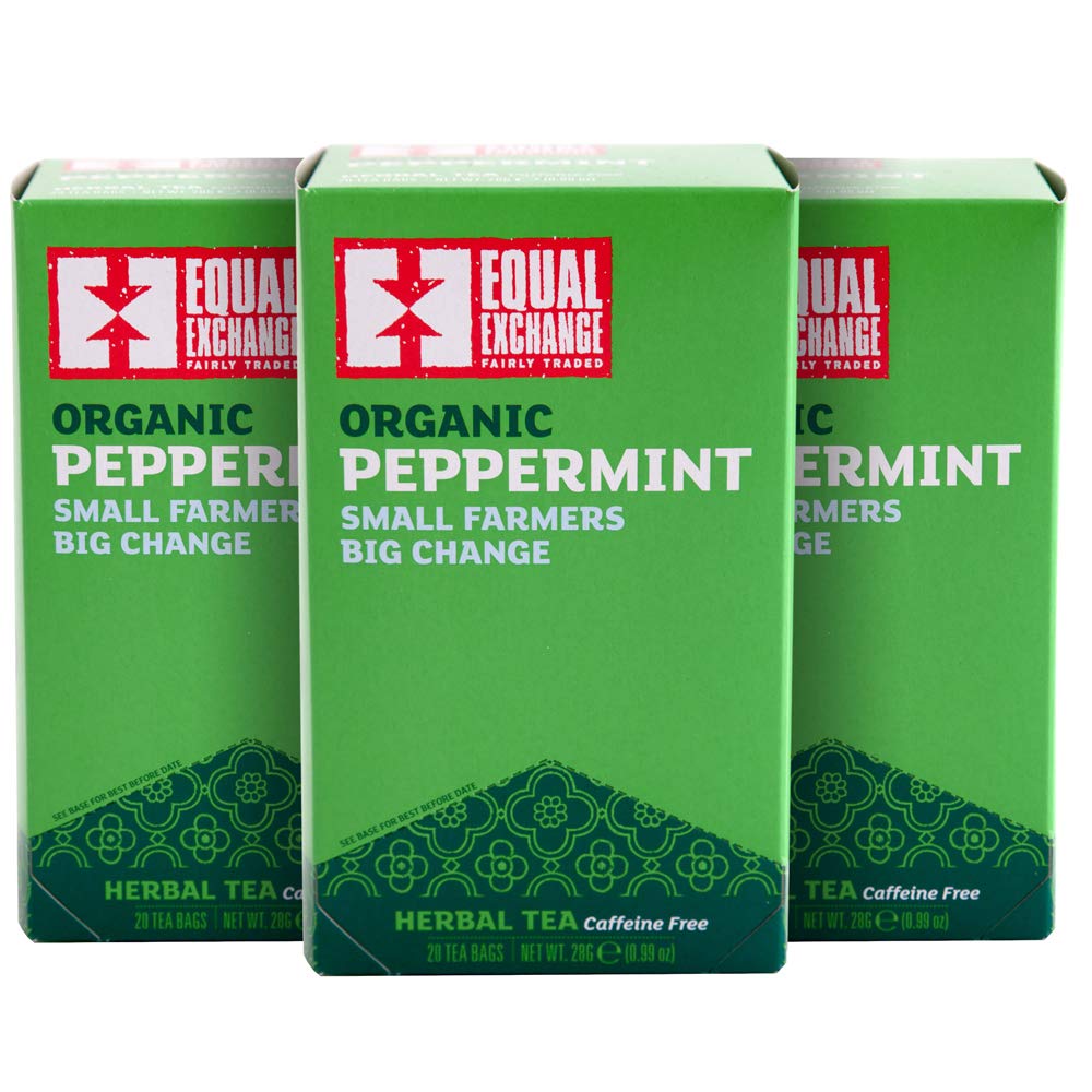 Equal Exchange Organic Peppermint Tea, Caffeine Free, 20 Count (Pack of 3), Model 13310