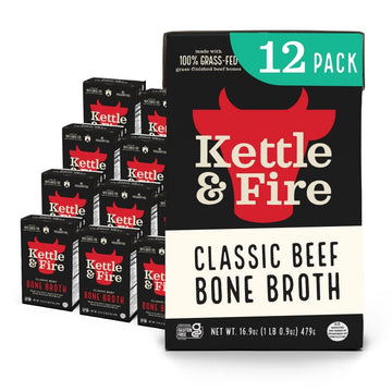Kettle & Fire Beef Bone Broth, Keto & Paleo Approved, Gluten Free, 16.9 Fl Oz (Pack of 12)