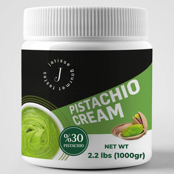 Jatisse Pistachio Cream Spread - 30% Antep Pistachio - 2.2lb / 1kg - No Palm Oil - Ideal for Pastries & Breakfast