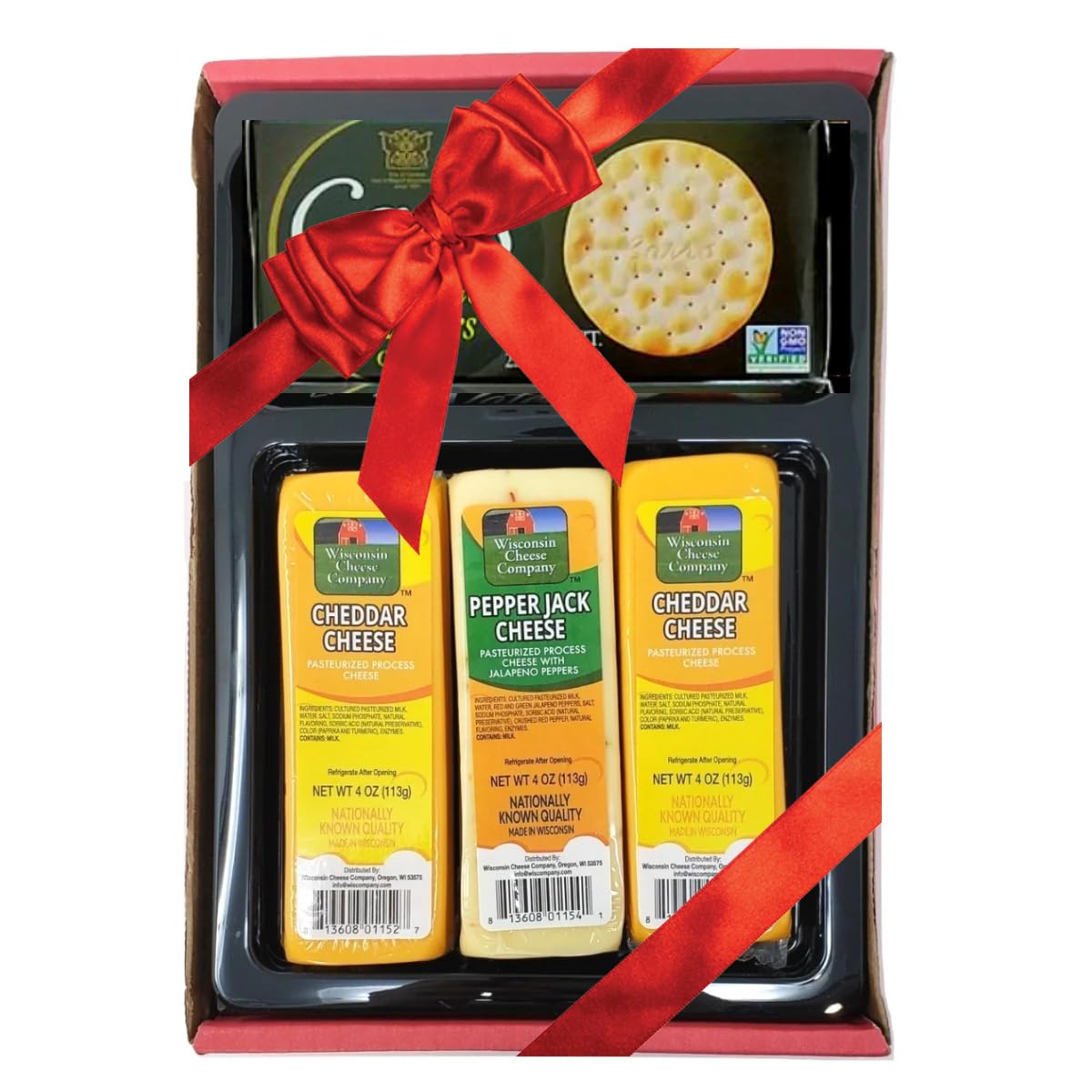 Wisconsin Cheese Company Wisconsin Cheddar & Pepper Jack Cheese Gift Box - 4 Piece Set - Perfect for Parties and Charcuterie Boards
