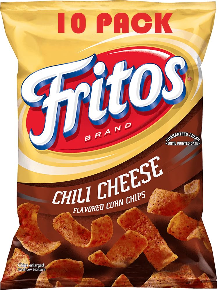 SUPERDEALS Chili Cheese Corn Chips Snack Bags, 2 oz Each, Pack of 10, Includes Mystery Gift