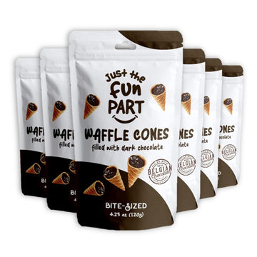 Just The Fun Part Belgian Dark Chocolate Crispy Mini Waffle Cones, Kosher, 4.23 Ounces (Pack Of 6)