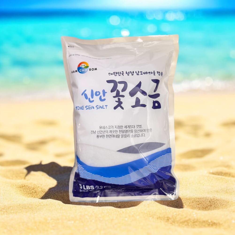 Hamchorom Korean Fine Sea Salt, 5LB Alkaline Mineral Salt, 80 Ounce Pack
