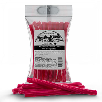 Amish Good Gourmet Licorice Twist Candy - Premium Sweet & Chewy Treat, Watermelon Jumbo Licorice Twist Perfect Snack Under 100 C