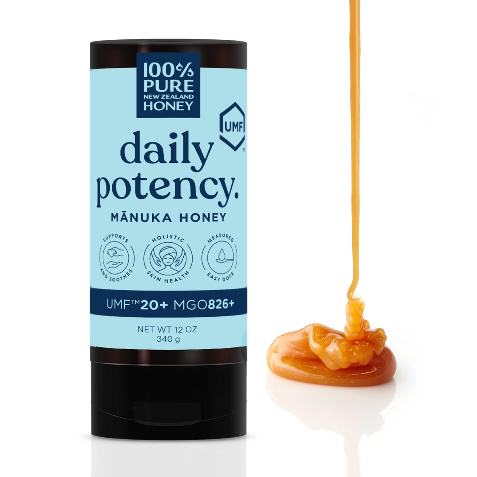 Manuka Honey New Zealand 100% Pure UMF 20+ MGO 826+ Squeezy Honey Raw & Unfiltered Certified Award Winning Silky Smooth Taste & 