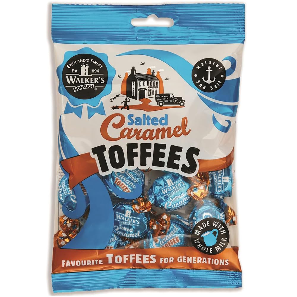 Walkers' Nonsuch Salted Caramel Toffees - Traditional British Candy, Chewy Toffee, 150g (5.29 Oz) - Individually Wrapped Treat