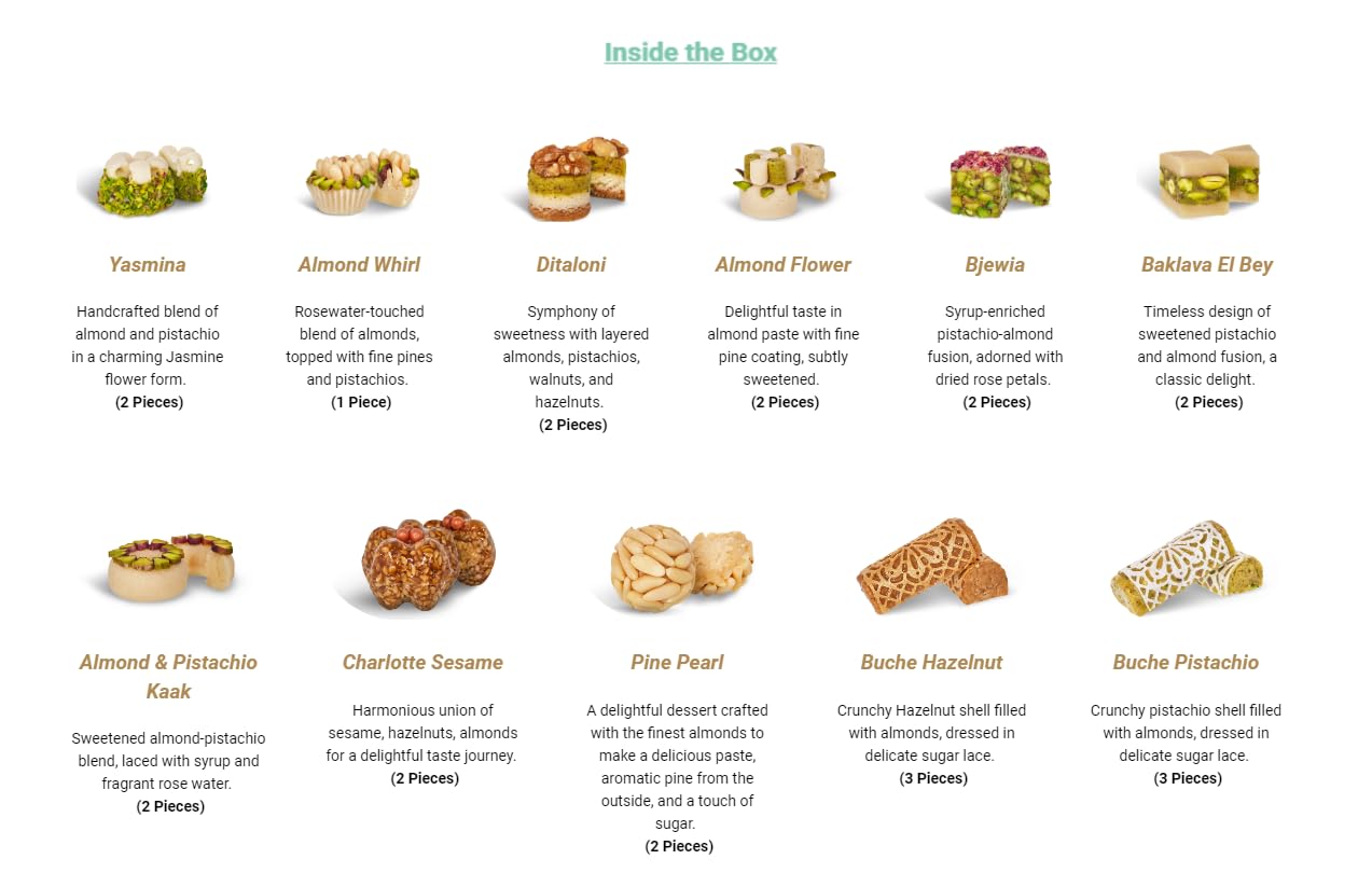 Laylas DELICACIES Mediterranean   Gift Box - 23 Bite-Size Pastries - Halal, Vegetarian, Gluten Free - Ramadan Gift Box