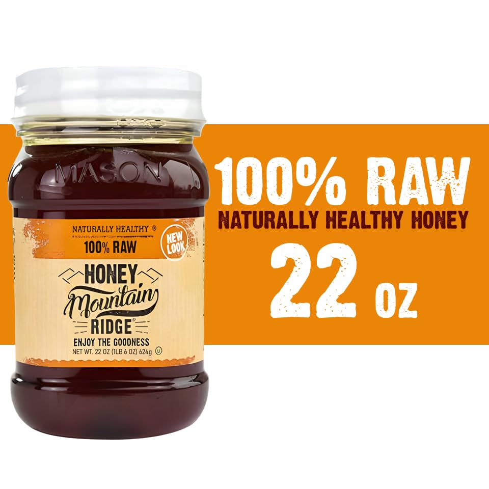 Mountain Ridge Honey, Naturally Healthy 100% Pure Raw Honey, 22 Ounces