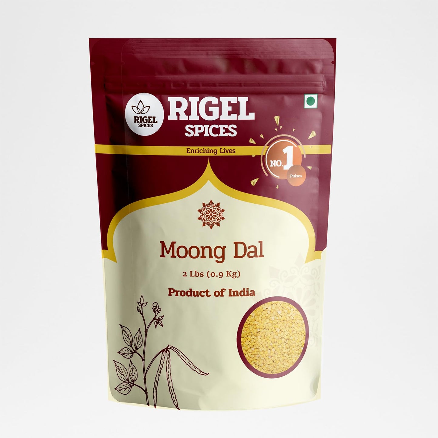 Rigel Spices Moong Dal 2 Lbs - Protein-Rich Organic Yellow Mung Beans - Quick-Cooking Nutrient-Packed Elegance - Split Mung Bean