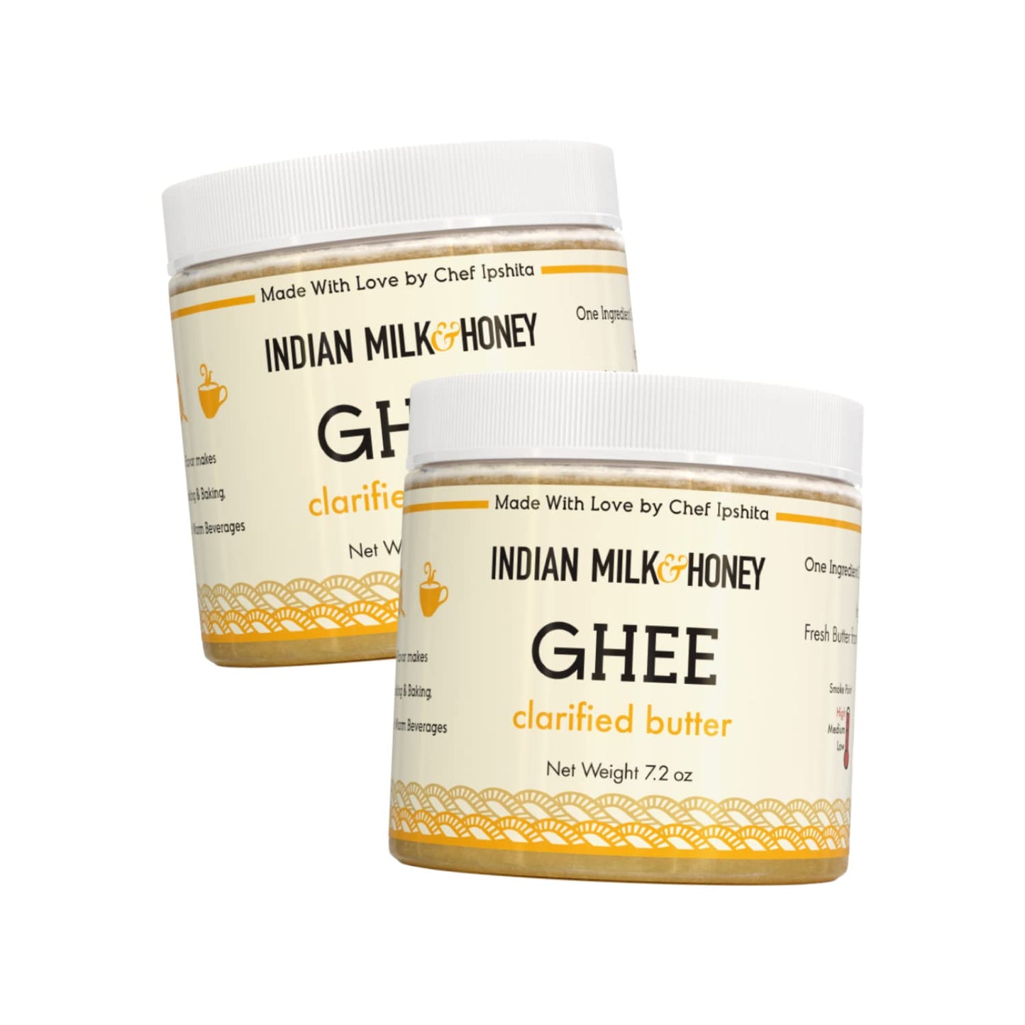 Indian Milk & Honey Ghee Butter, Grass-Fed, Lactose & Gluten Free, 7.2 oz Twin Pack (44 Servings Each)