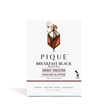 Pique Organic English Breakfast Tea Crystals - Caffeinated Black Tea For Energy, Prebiotic Polyphenols Support Healthy Digestion, Immunity - 14 Single Serve Sticks (Pack Of 1)