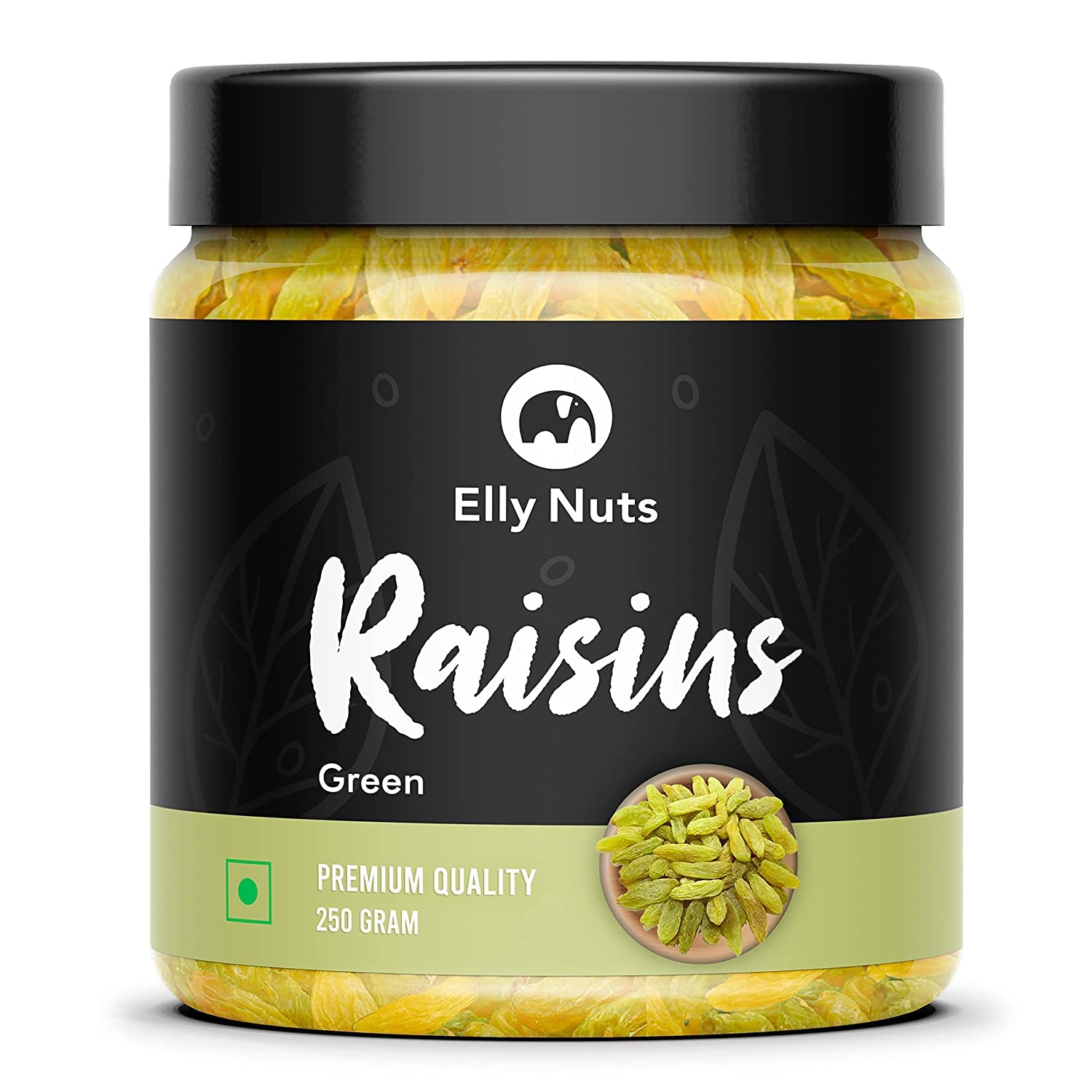 Elly Nuts Green Afgani Raisins |Hari Kismish 250 gms | Dried Green Raisins |Seedless Green Raisins Routine Diet - Dry Fruit [Jar