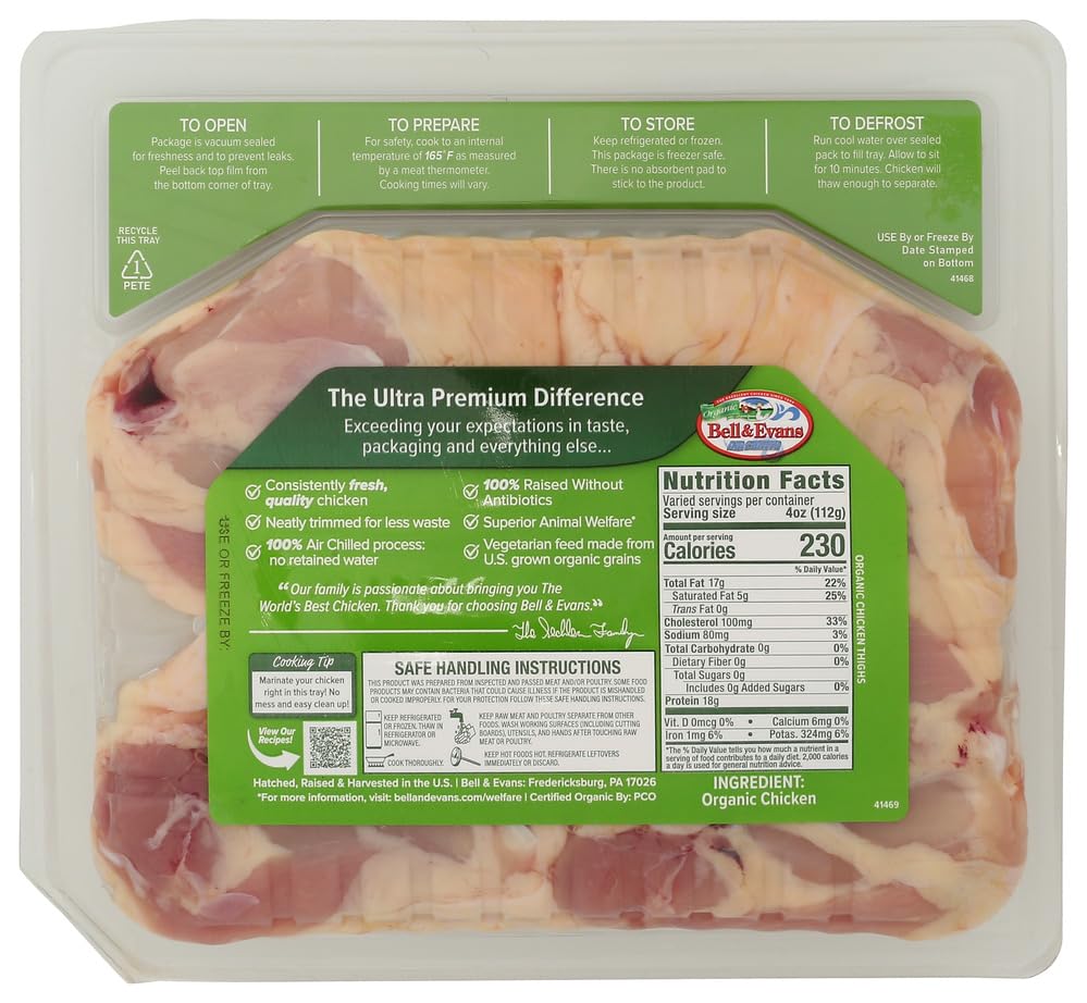 Bell & Evans, Chicken Thigh Air Chilled Organic Tray Pack Step 2