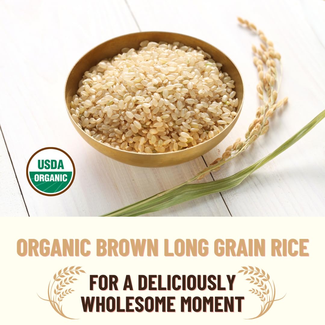 Mountain High Organics - 25 lb Bag, Certified Organic Brown Long Grain Rice, Non GMO, Vegan, Bulk Dried Brown Long Grain Rice, P
