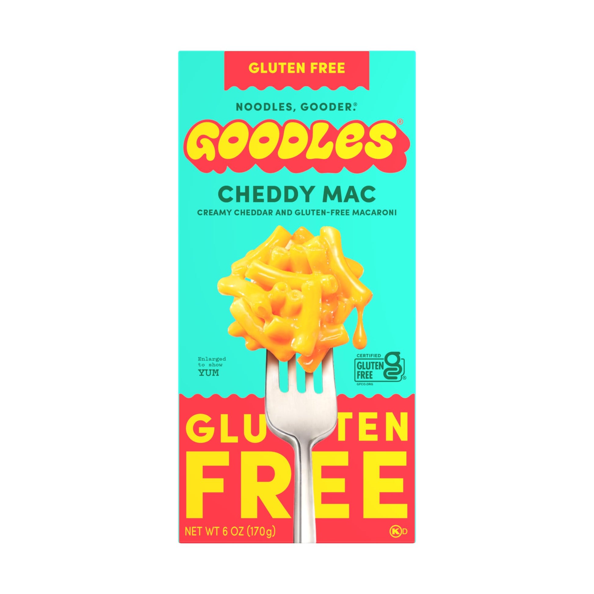 GOODLES Gluten-Free Cheddy Mac 1-Pack, 6oz - 13g Protein & 4g Fiber per serving