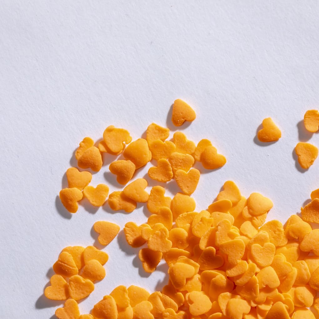 NIPEOR Orange Heart Sprinkles - Jumbo Heart Shapes for Cake Decorating - 3.53 oz