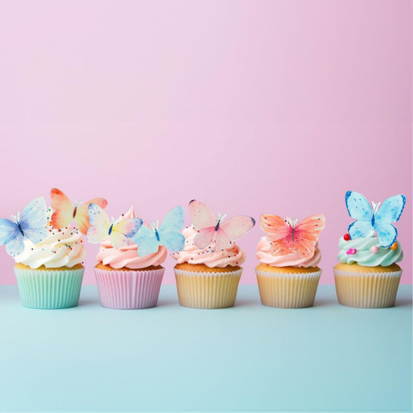 Gyufise 56Pcs Butterfly Edible Cupcake Toppers - Edible Cake Decorations For Butterfly Theme Baby Shower & Kids Birthday Party