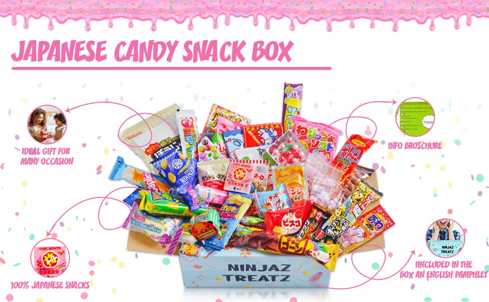 50 Japanese Candy & Snack Box Set 10 Japanese Kitkat Assortment And 40 Popular Sweets (Gift Box)