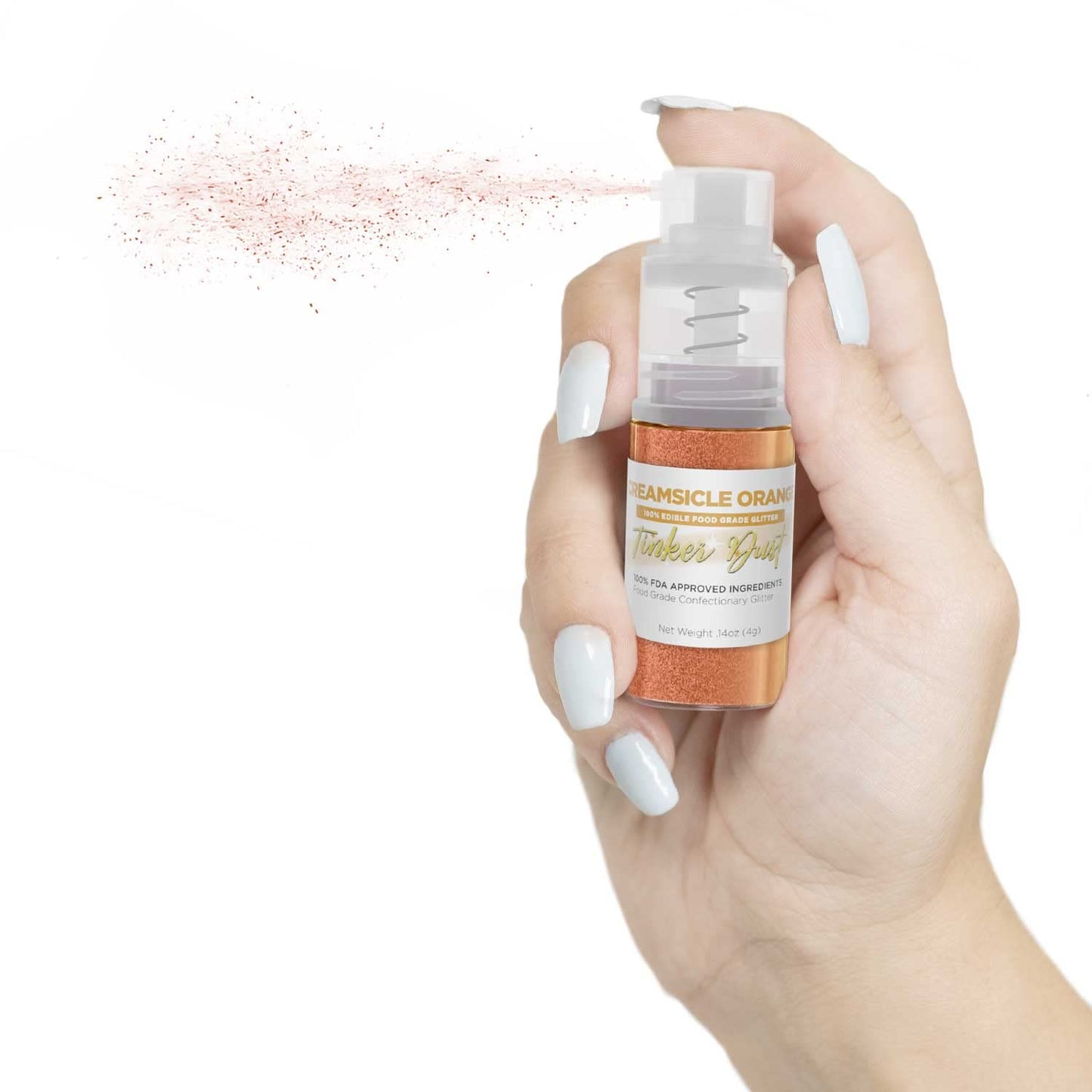 Tinker Dust - Creamsicle Orange (4G 1X Mini Pump) Edible Glitter For Desserts, Beverages, Cupcakes, Cake Pops And Cookies By Bak