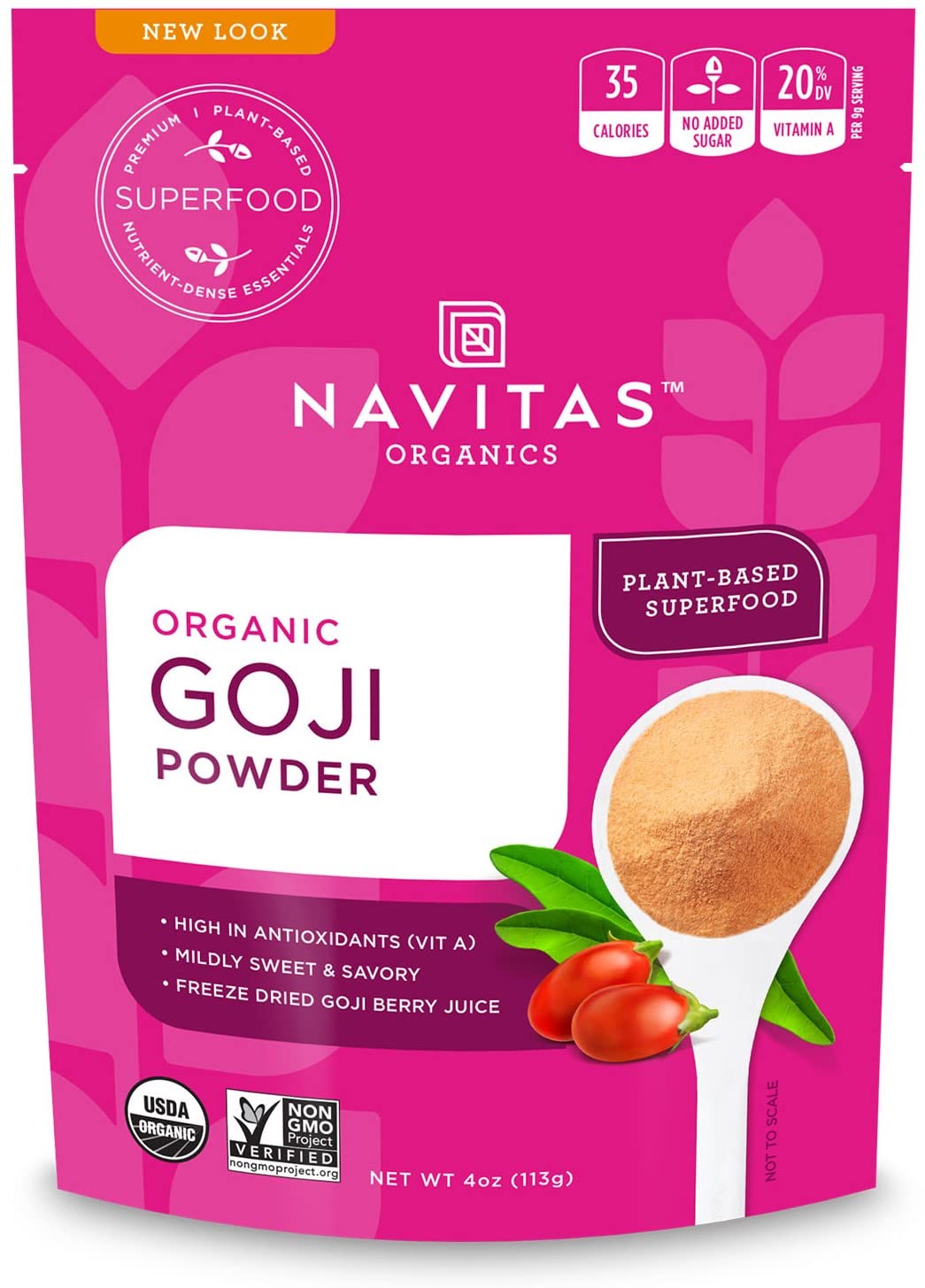 Navitas Organics Goji Powder - Organic, Non-GMO, 4oz Bag, 12 Servings, Sulfite-Free