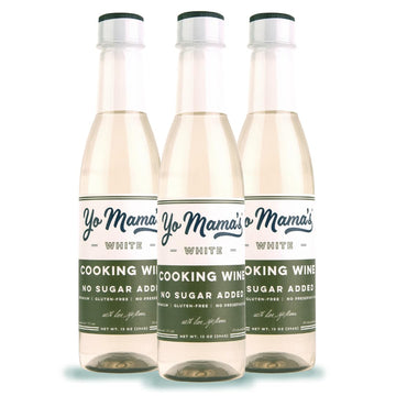 Yo Mamas Foods Premium White Cooking Wine, No Sugar Added, Gluten Free, 13 Ounce (Pack of 3)