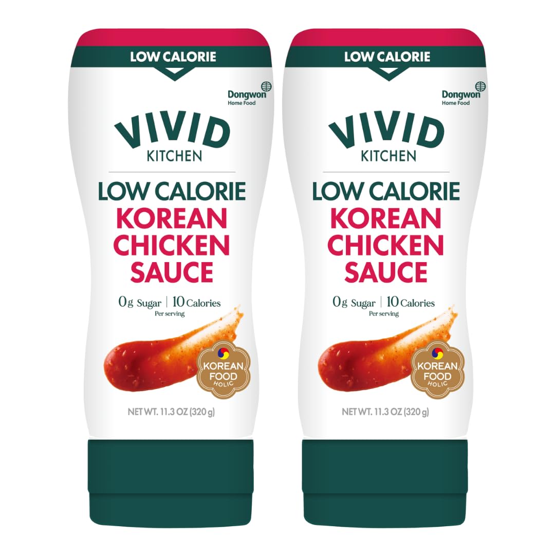 VIVID KITCHEN Korean Chicken Sauce - Low-Calorie, No Preservatives - Sweet and Savory Flavor - Easy Squeeze Bottles - Authentic 