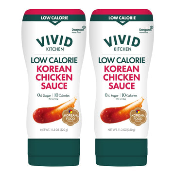 VIVID KITCHEN Korean Chicken Sauce - Low-Calorie, No Preservatives - Sweet and Savory Flavor - Easy Squeeze Bottles - Authentic 