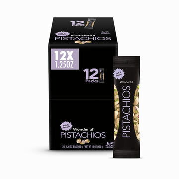 Wonderful Pistachios In Shell, Salt And Pepper Flavored Nuts, 1.25 Ounce Bag (Pack Of 12), Protein Snack, On-The-Go, Individuall