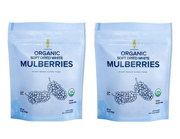 Amphora Organic Soft Dried White Mulberries 4 Ounce (Pack of 2)