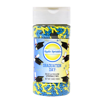 Mystic Sprinkles Graduation Day Sprinkles Mixes (Graduation Day! Blue & Yellow Sprinkle Mix 3.8Oz)